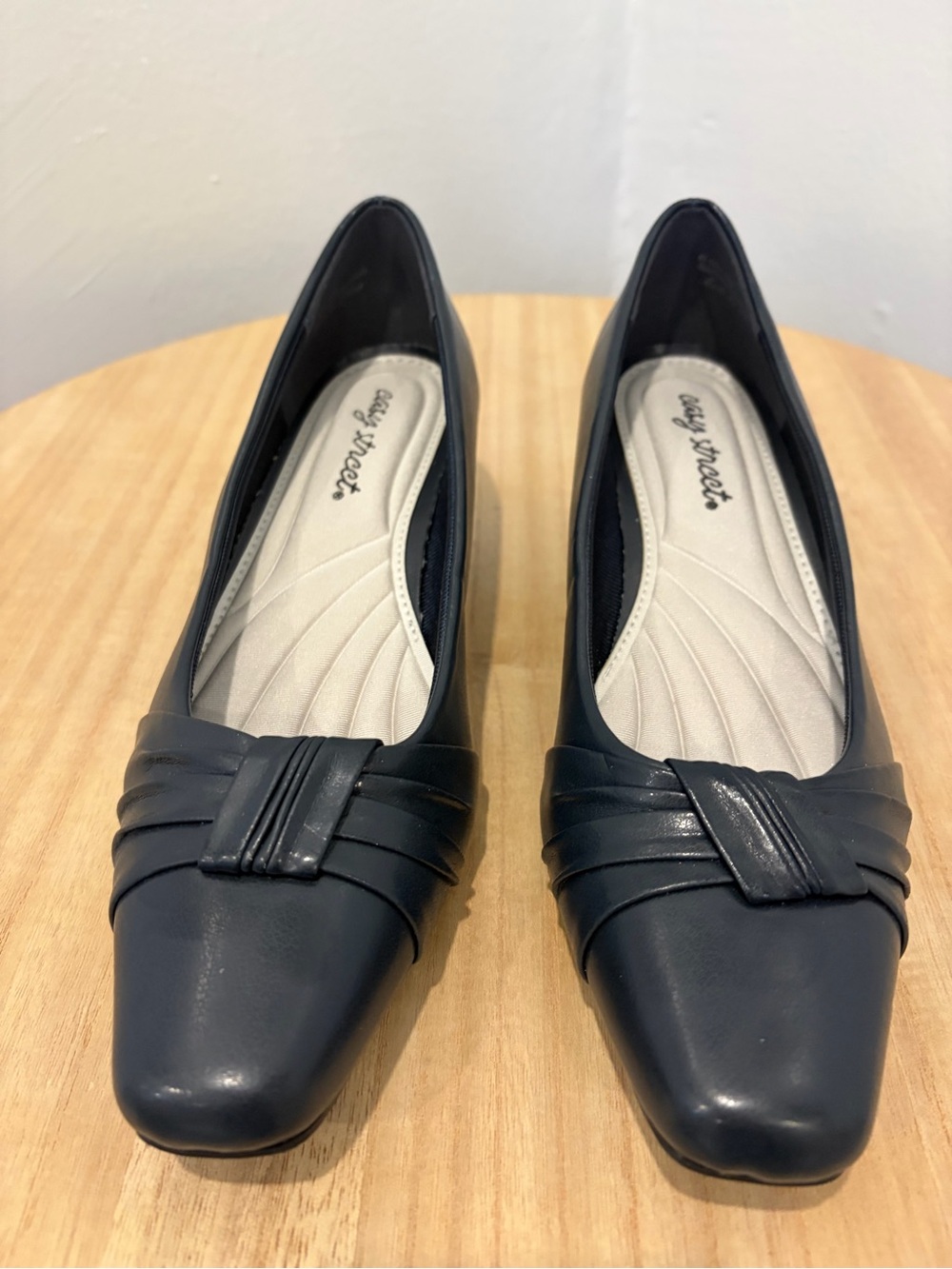 easy street Navy Square-Toe Slip-On Flats